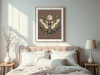 Brown Moth & Moon Print | Celestial Gothic Wall Art