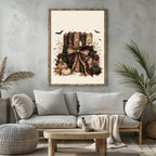 Spooky Book Pile Print | Gothic Halloween Wall Art