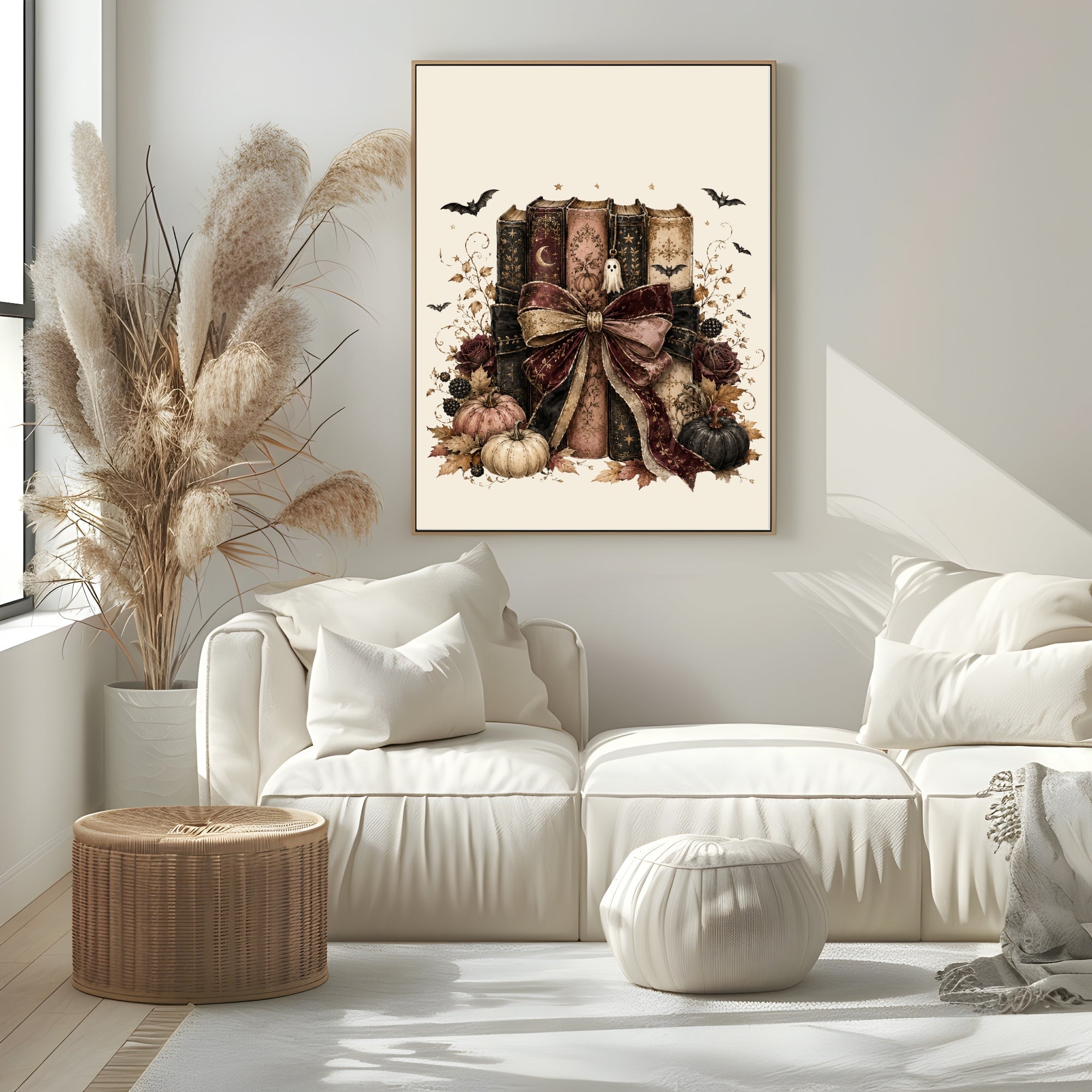 Spooky Book Pile Print | Gothic Halloween Wall Art