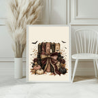 Spooky Book Pile Print | Gothic Halloween Wall Art