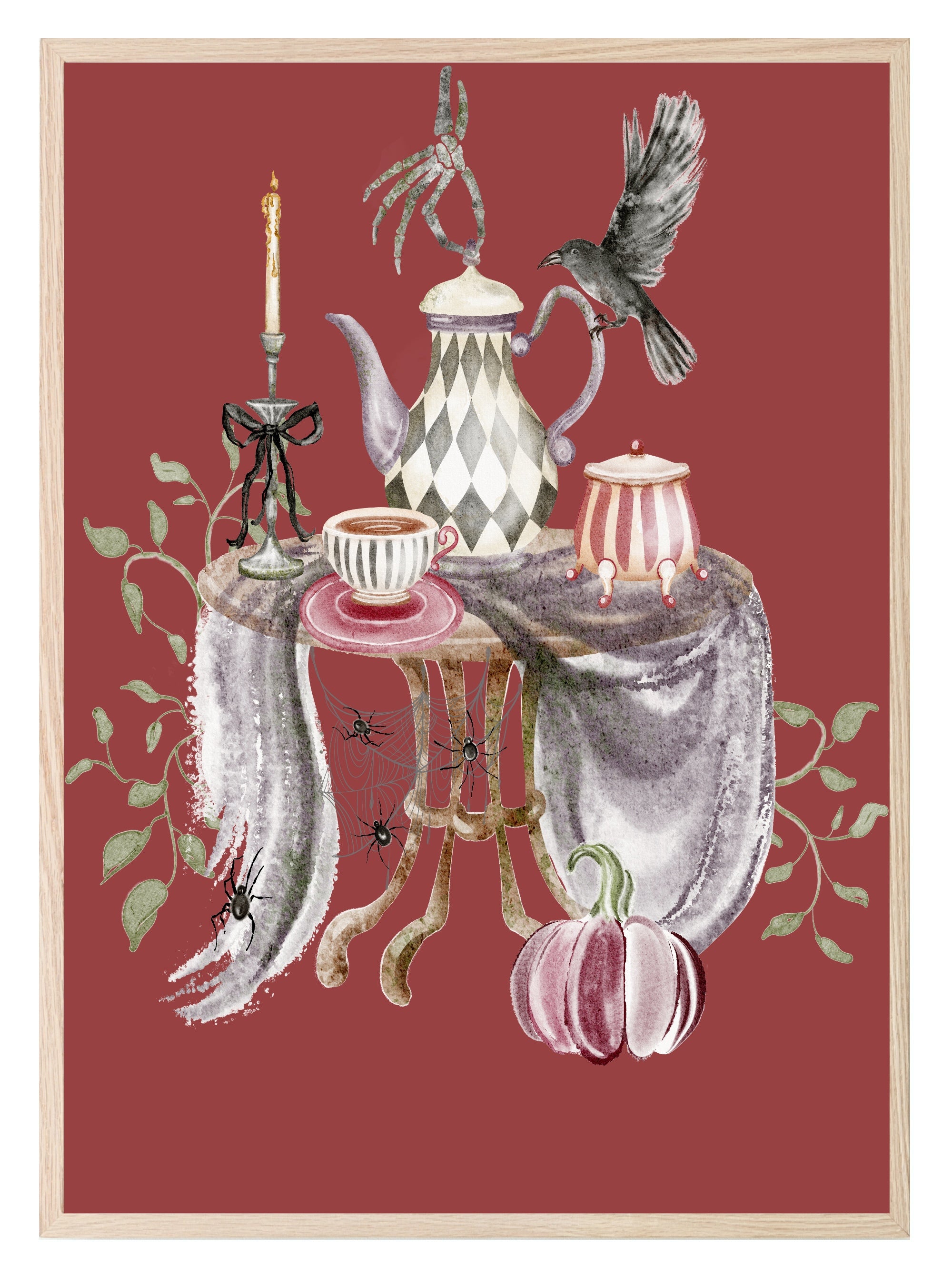 Spooky Afternoon Tea Print | Gothic Halloween Wall Art