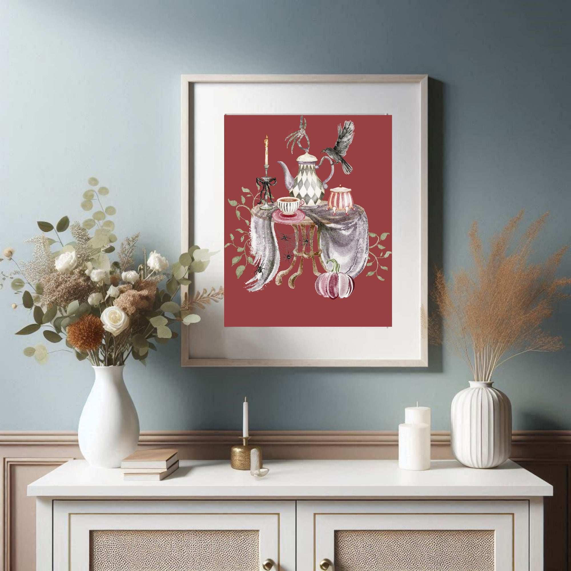 Spooky Afternoon Tea Print | Gothic Halloween Wall Art