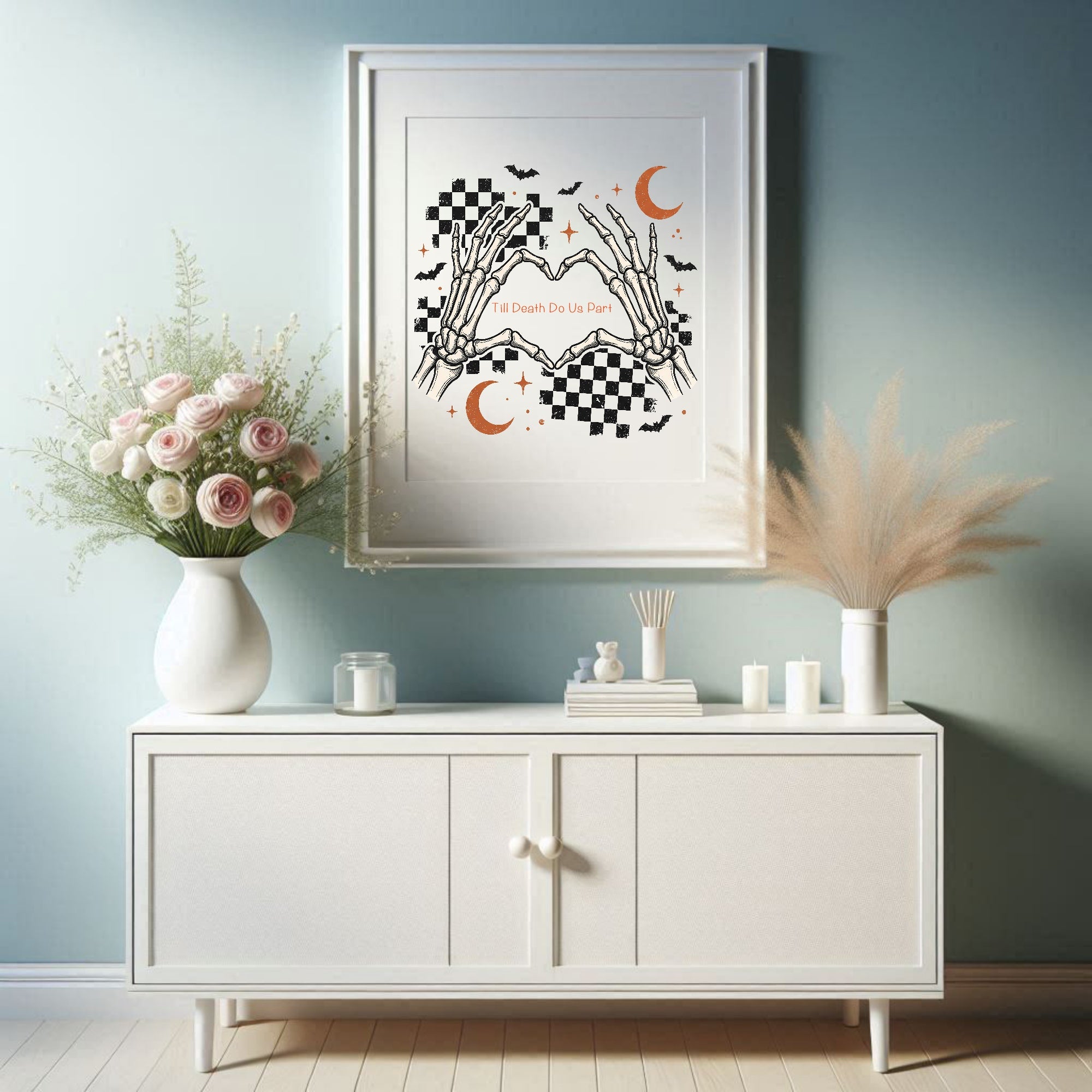Checkerboard Till Death Do Us Part Print | Gothic Wall Art