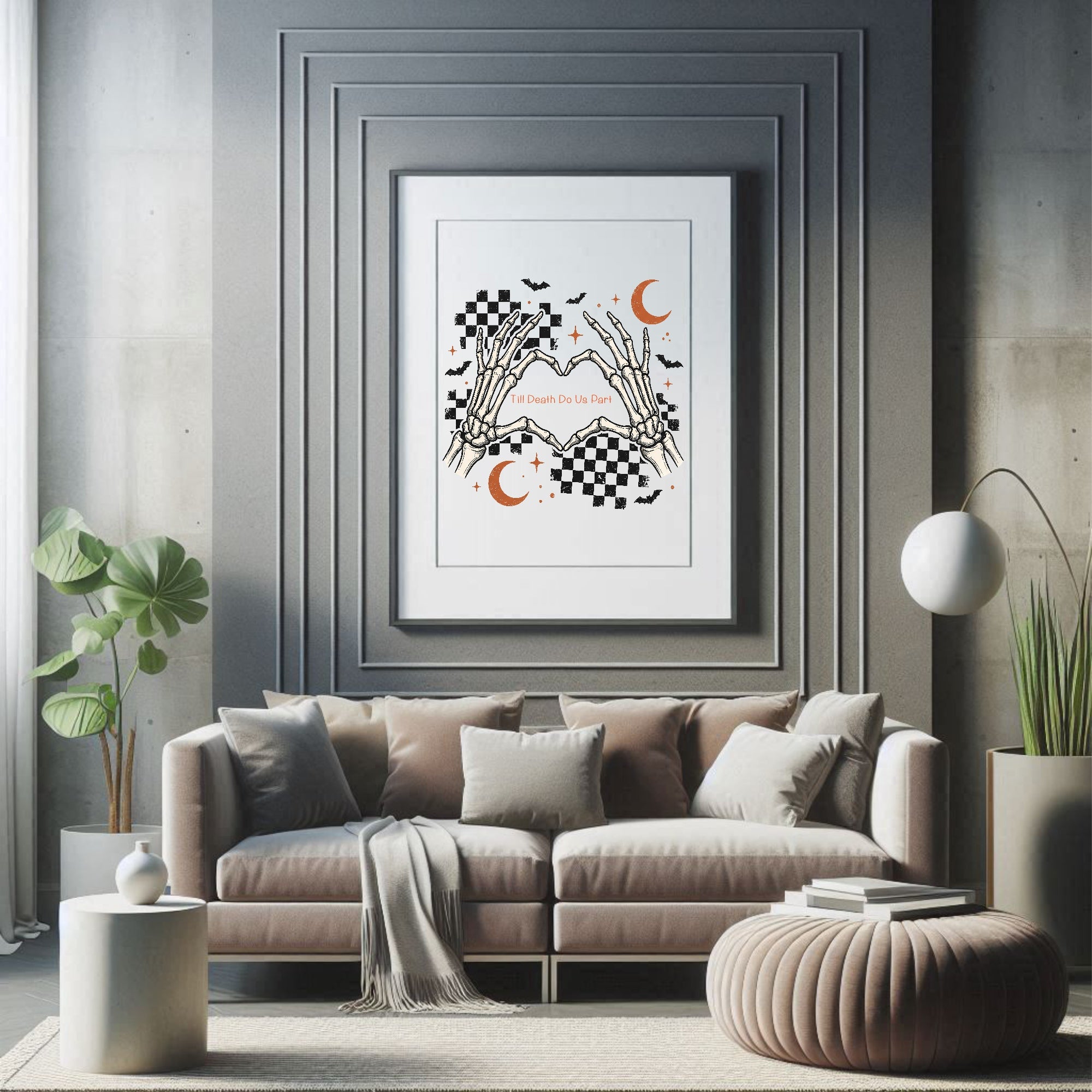 Checkerboard Till Death Do Us Part Print | Gothic Wall Art
