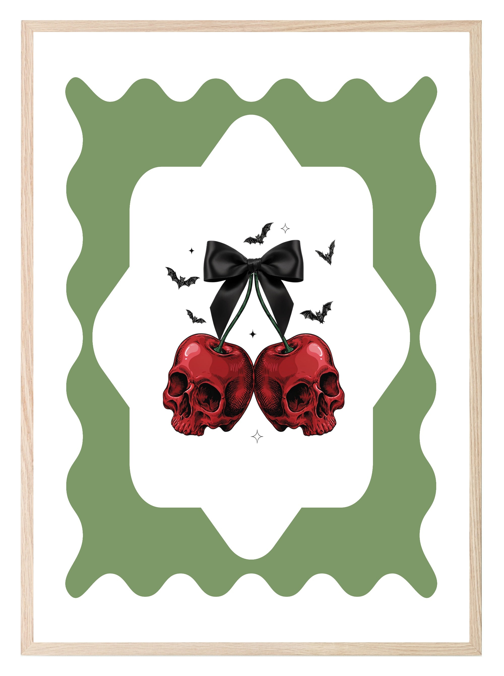 Cherry Skulls Print | Gothic Retro Wall Art