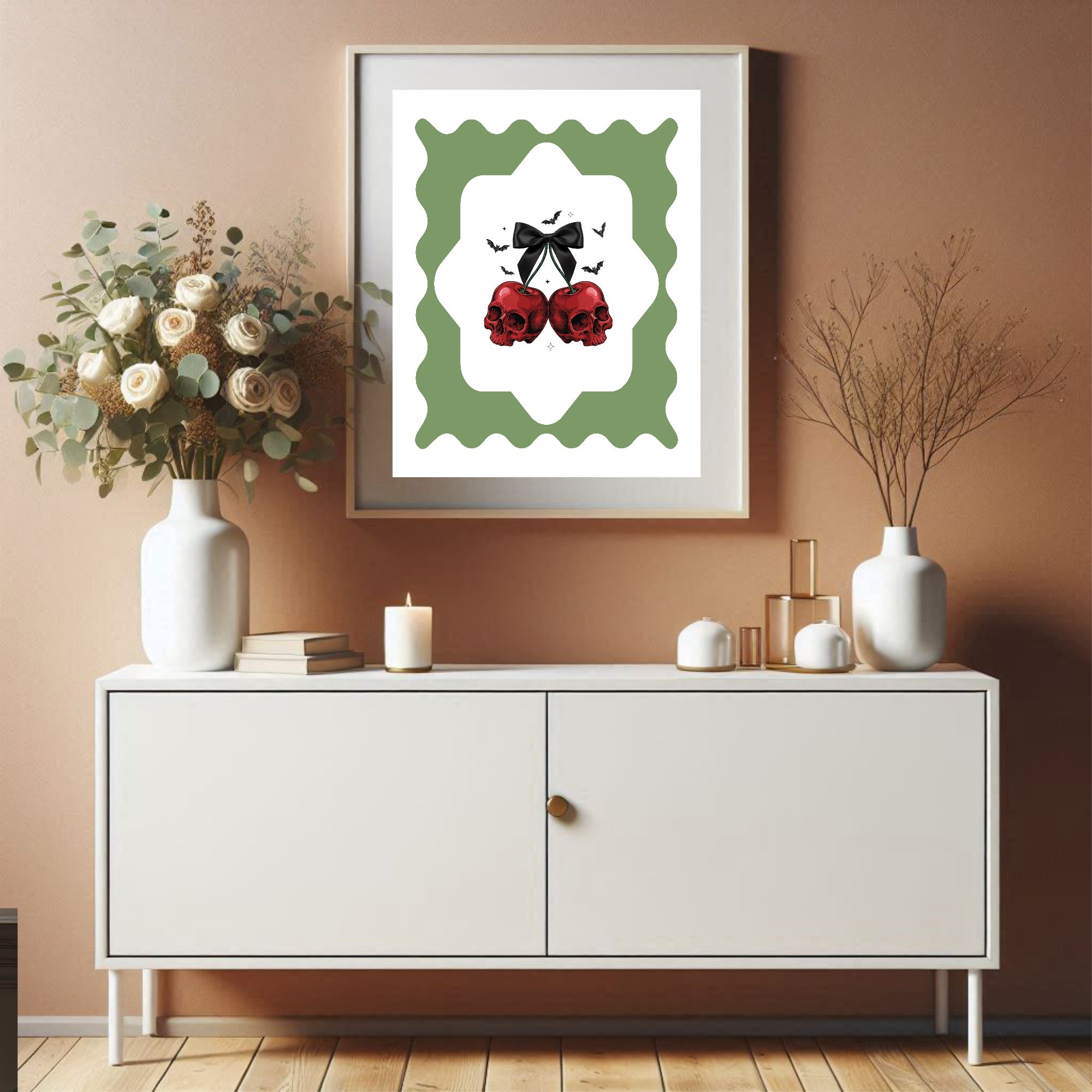 Cherry Skulls Print | Gothic Retro Wall Art