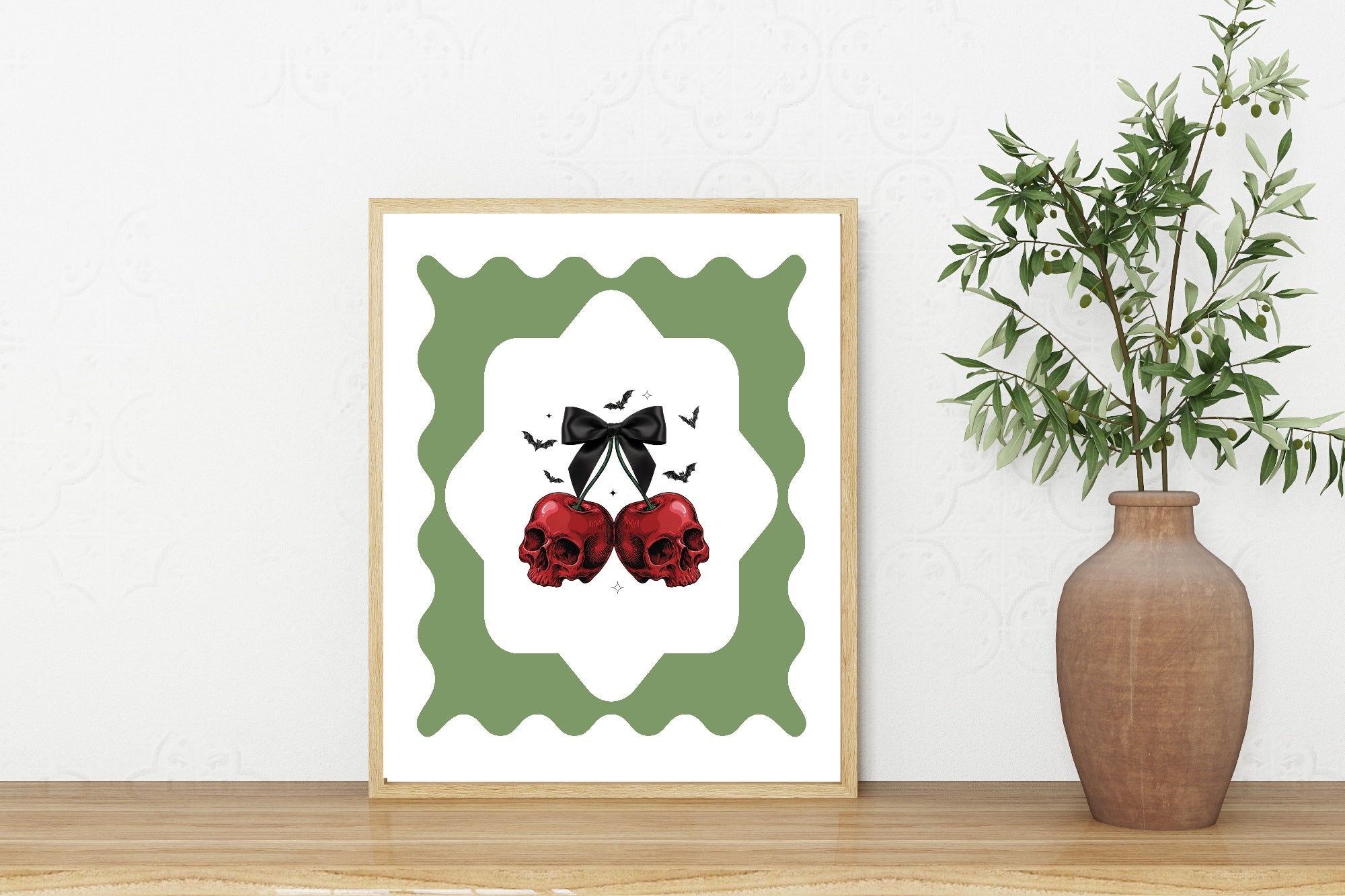 Cherry Skulls Print | Gothic Retro Wall Art