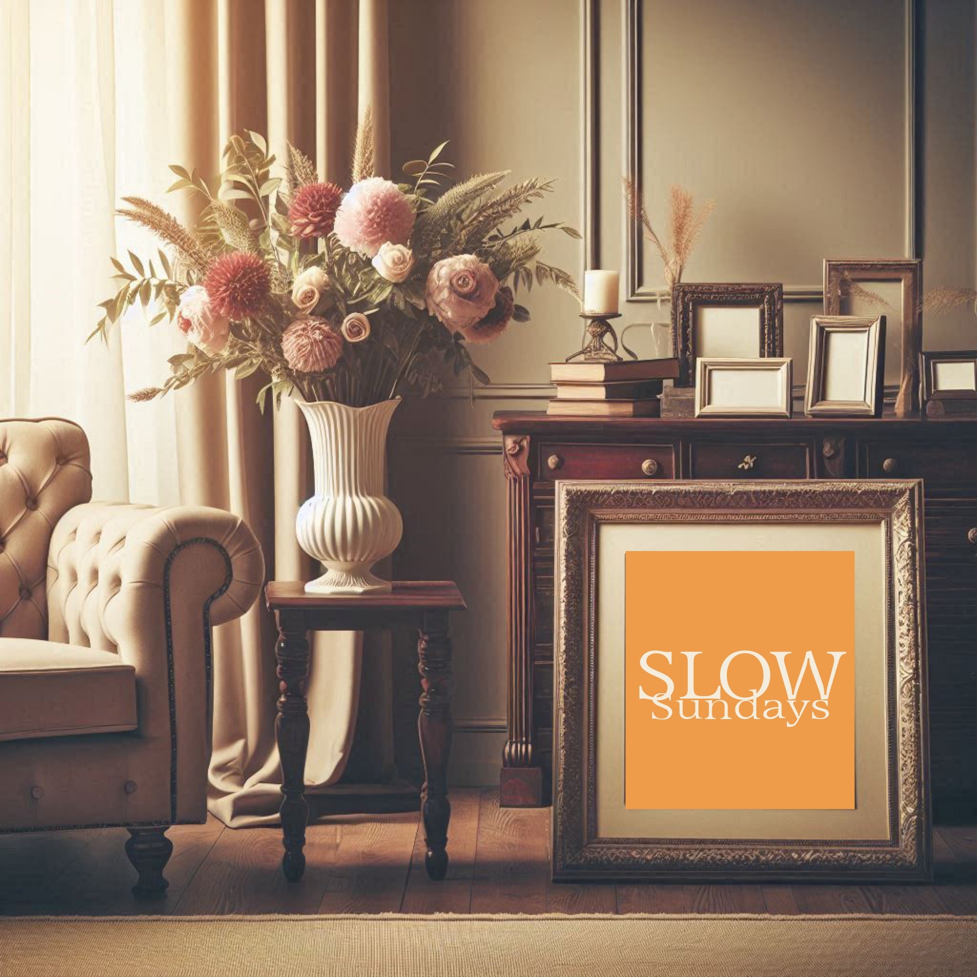 Slow Sundays Print | Cosy Retro Typography Wall Art