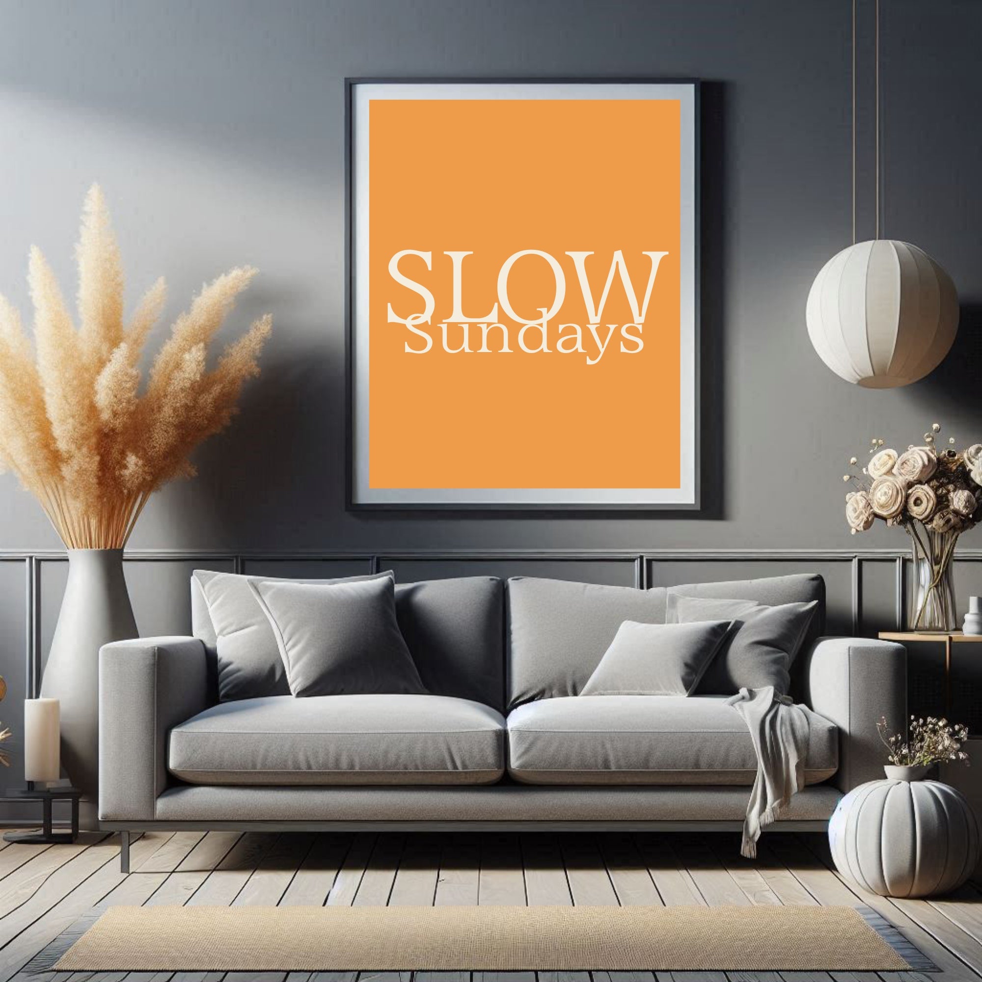 Slow Sundays Print | Cosy Retro Typography Wall Art