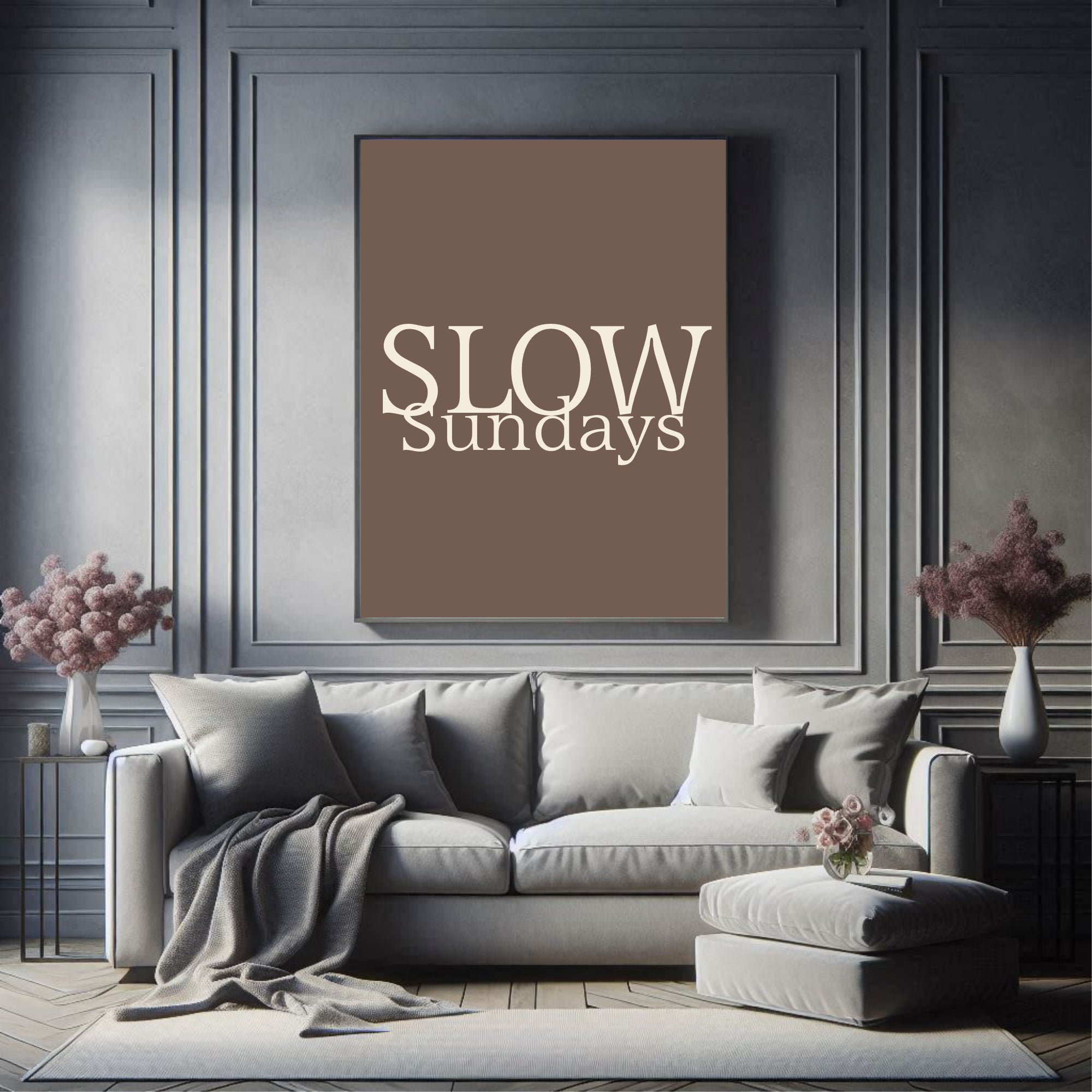 Slow Sundays Print | Cosy Retro Typography Wall Art