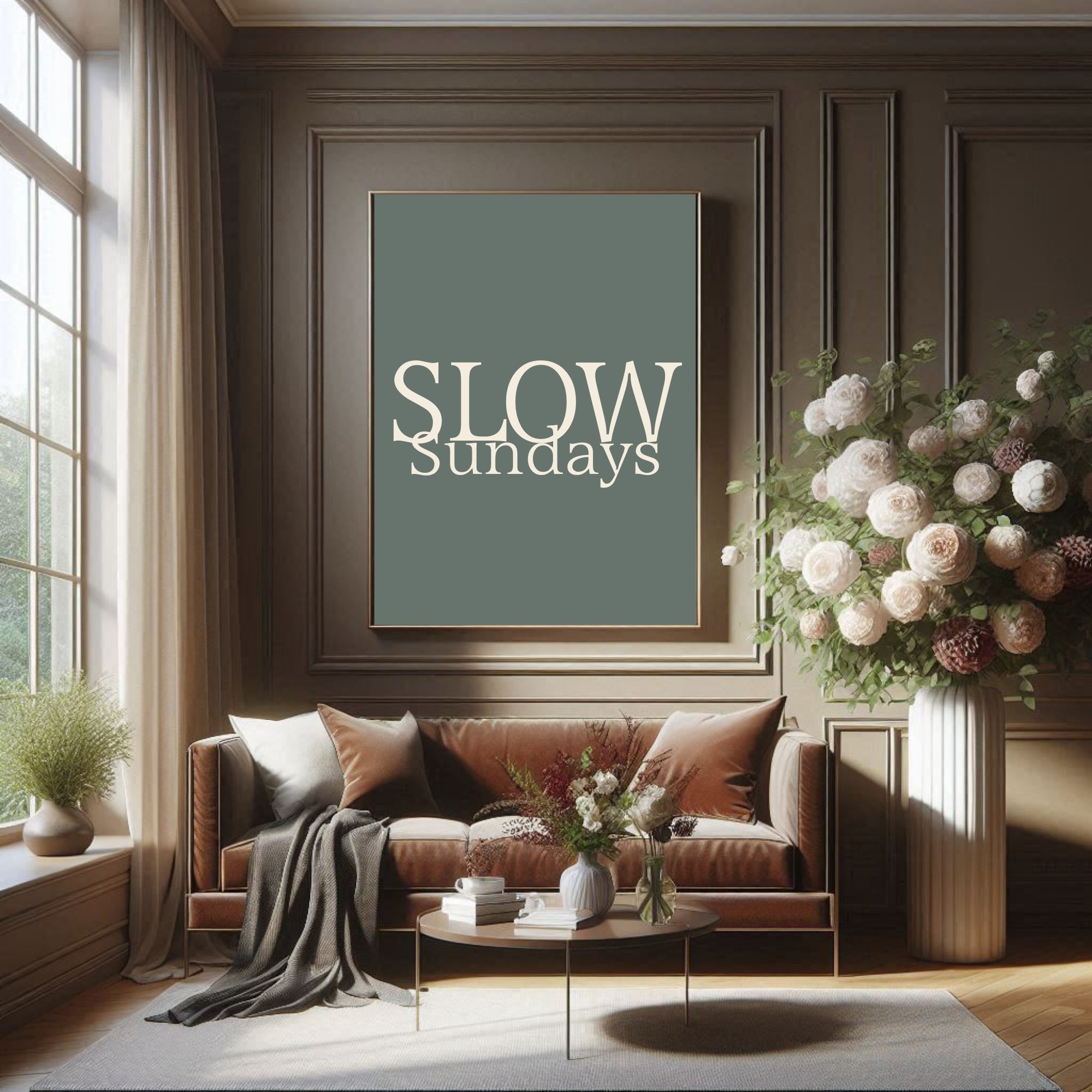 Slow Sundays Print | Cosy Retro Typography Wall Art