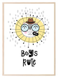 Boys Rule Lion Print | Scandinavian Inspired Kids Wall Art - Larosier Prints