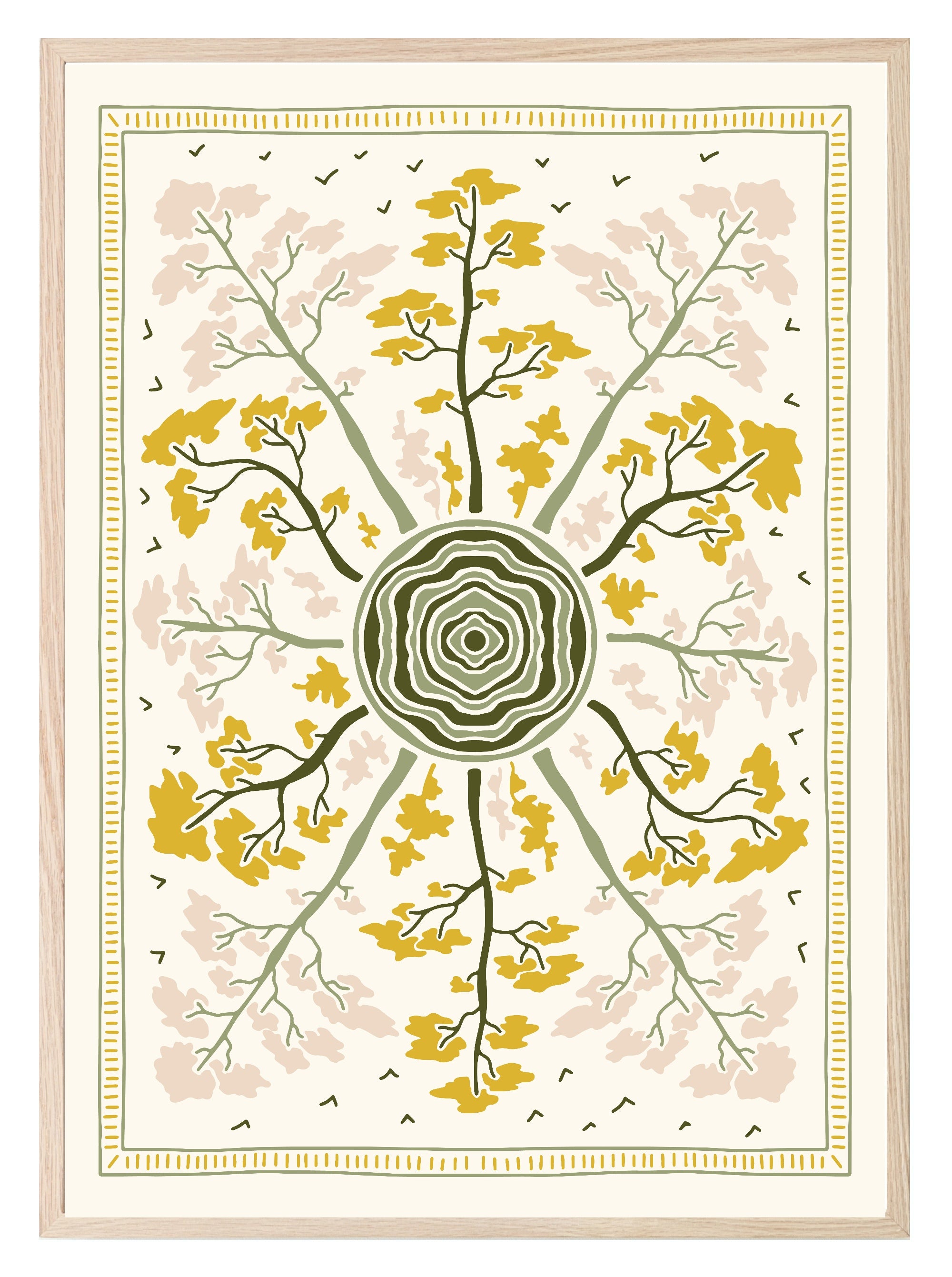 Retro Floral Print | Yellow & Pink Botanical Wall Art