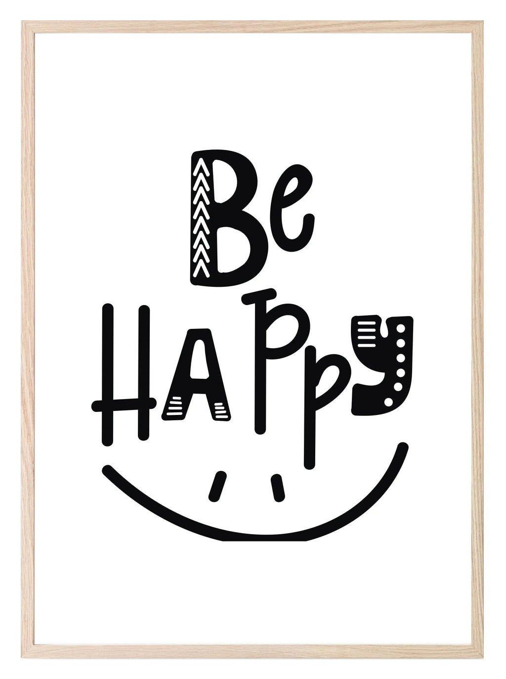 Be Happy Print | Scandinavian Inspired Wall Art - Larosier Prints