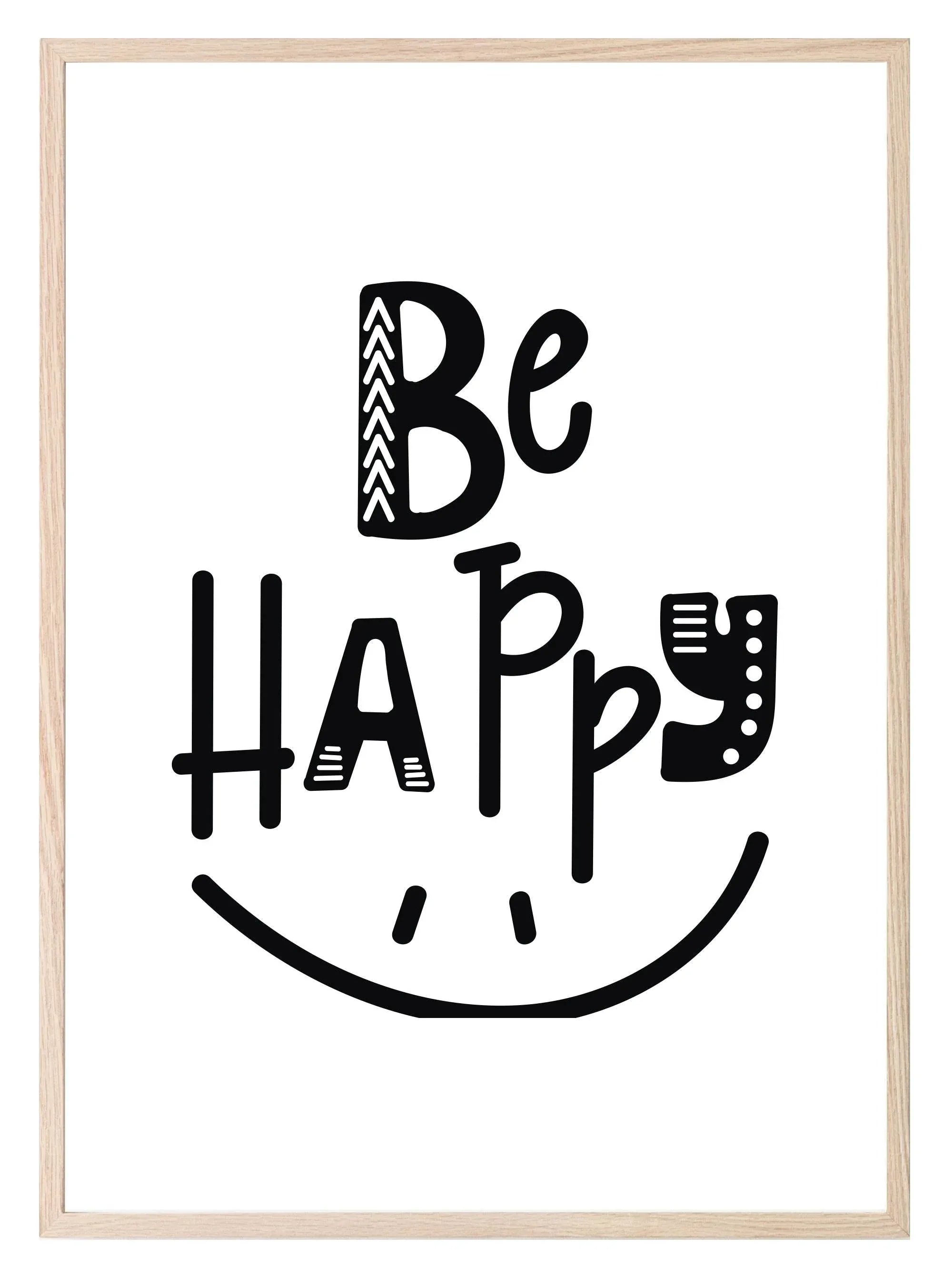 Be Happy Print | Scandinavian Inspired Wall Art - Larosier Prints