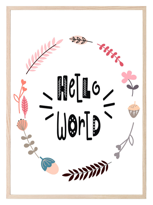 Hello World Print | Scandi Inspired Kids Wall Art