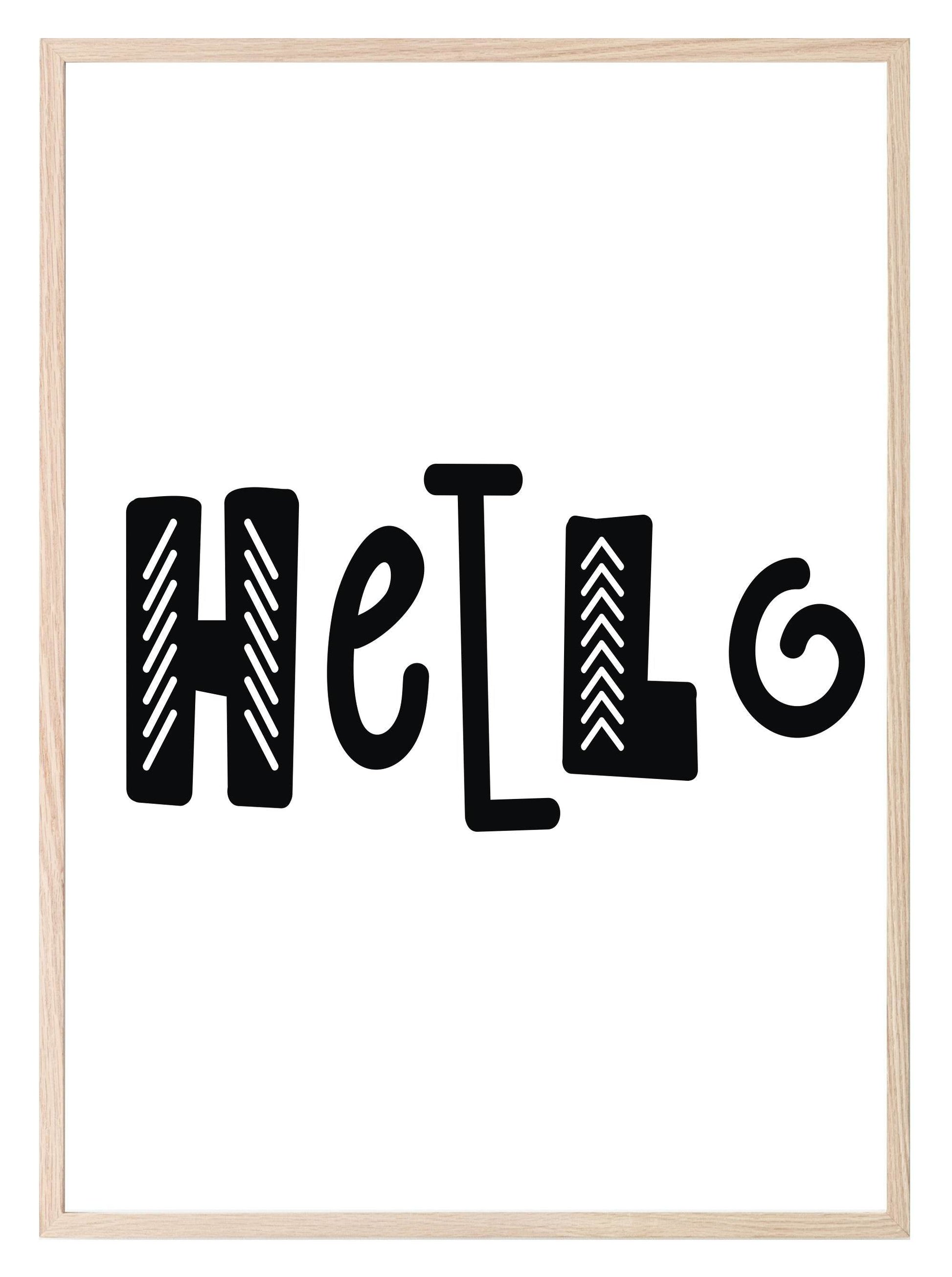Hello Print | With Or Without Border | Scandi Inspired Kids Wall Art