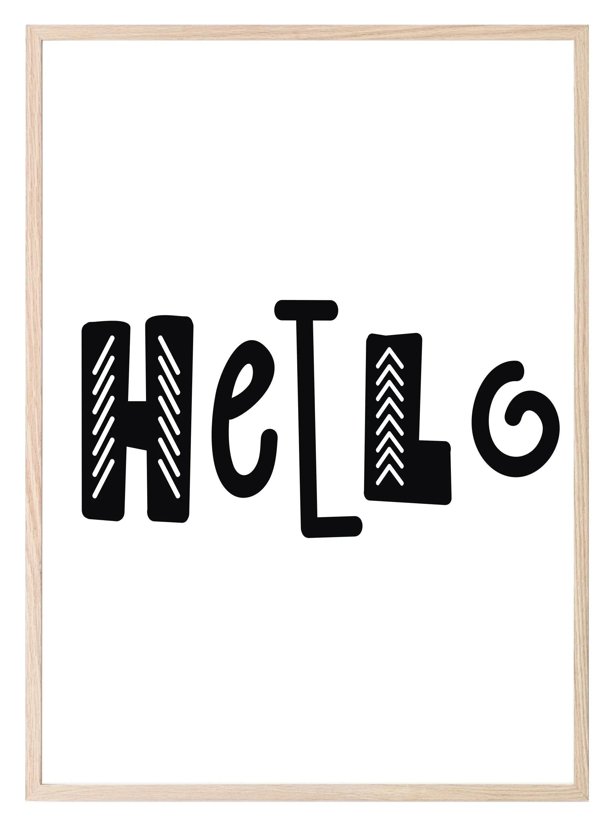 Hello Print | With Or Without Border | Scandi Inspired Kids Wall Art - Larosier Prints