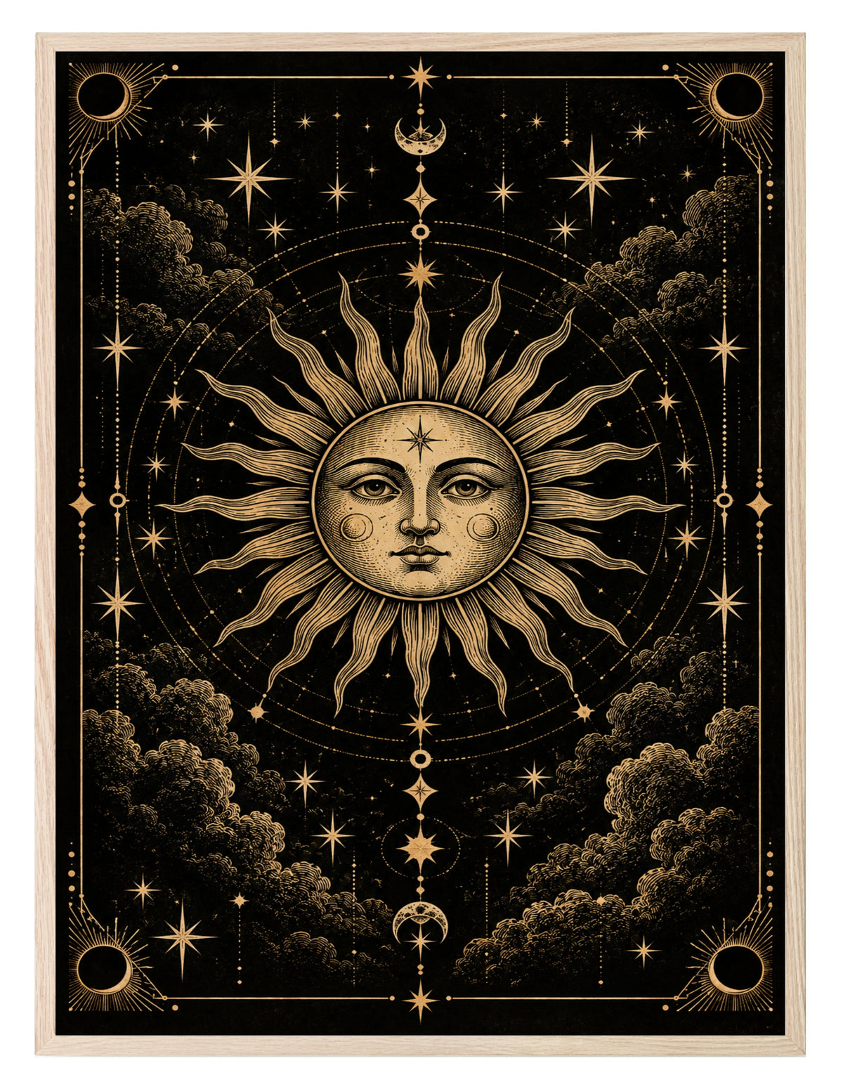 Black and Gold Sun wall art print