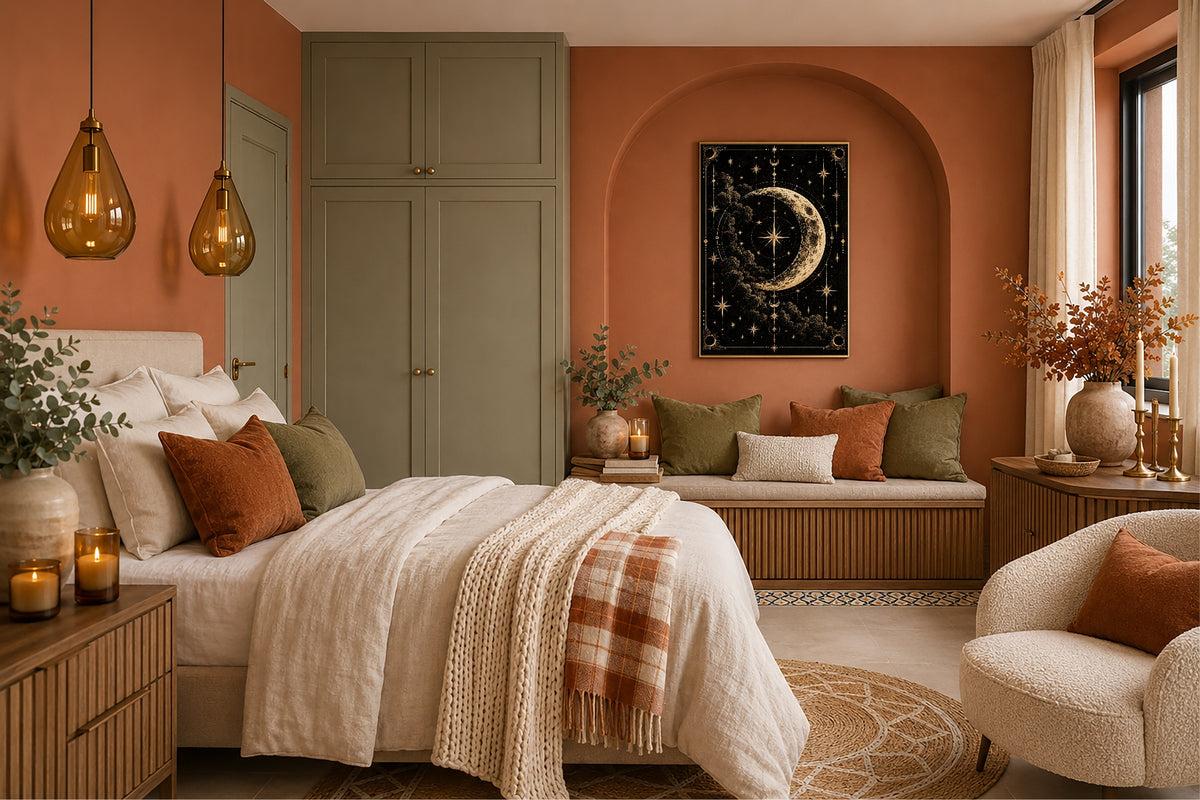 Black and Gold Moon wall art print