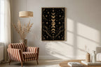 Black and Gold Moon Cycle wall art print
