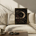 Black, Gold and Burgundy Moon wall art print