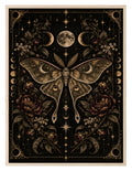 Black, Gold and Burgundy Moth wall art print