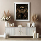 Black, Gold and Burgundy Moth styled wall art