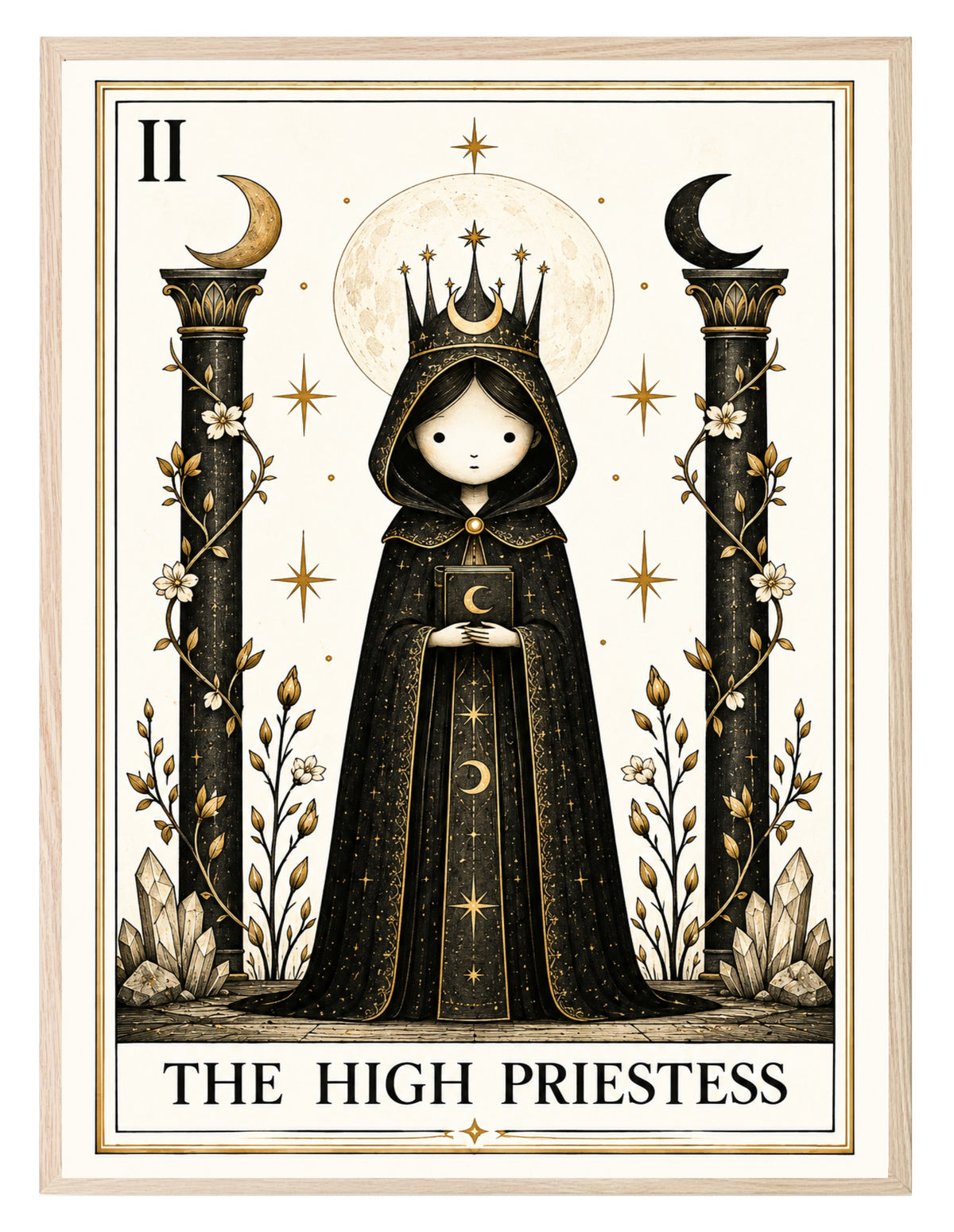 The High Priestess Tarot print in a styled interior
