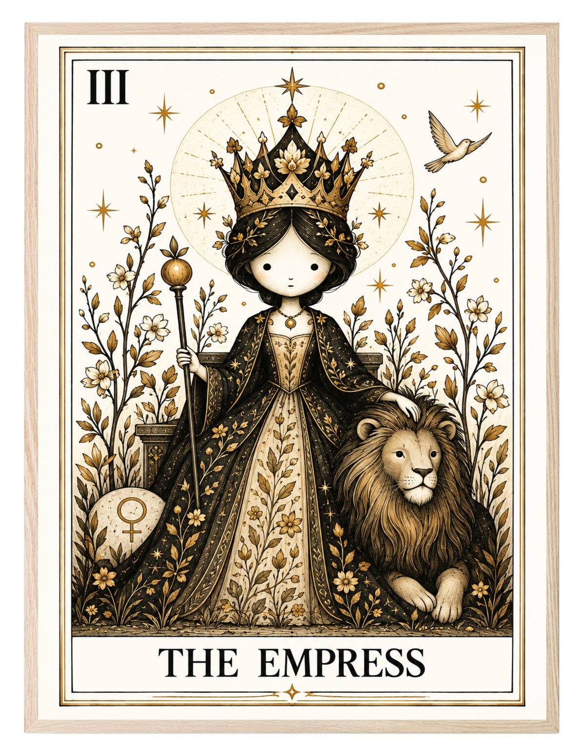 The Empress Tarot print in a styled interior