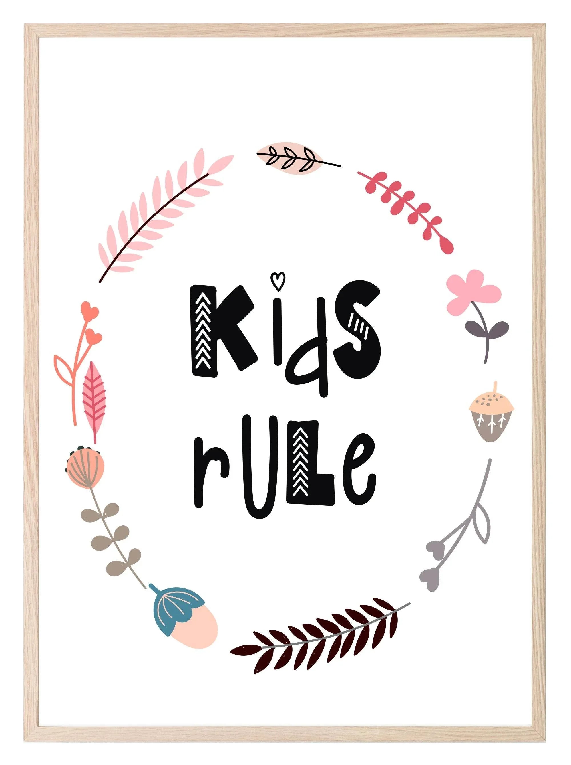 Kids Rule Print | Scandinavian Inspired Wall Art - Larosier Prints