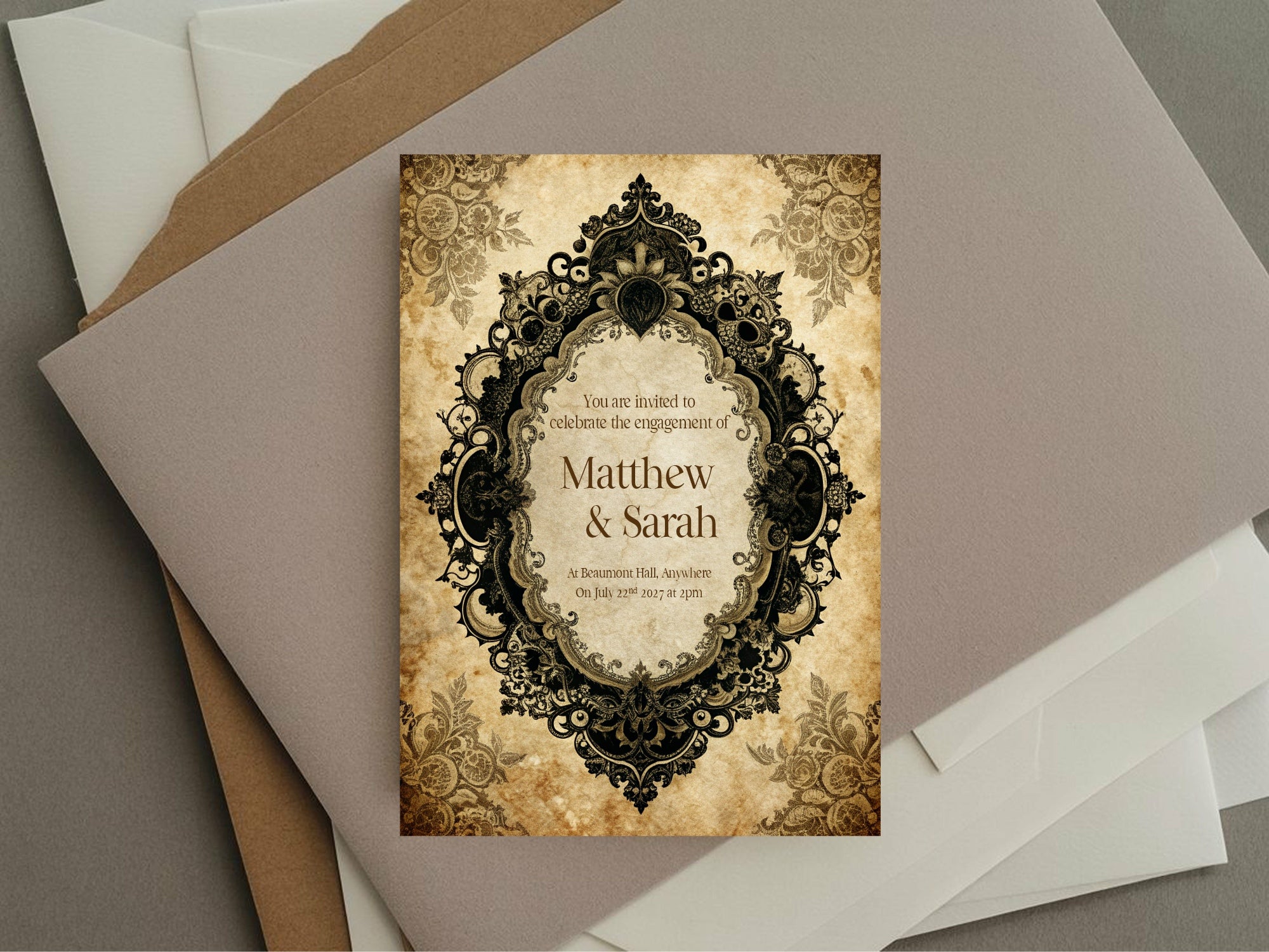 Gothic Engagement Welcome Party Sign | Black Lace Oval Frame