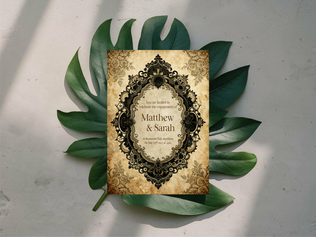 Gothic Engagement Welcome Party Sign | Black Lace Oval Frame
