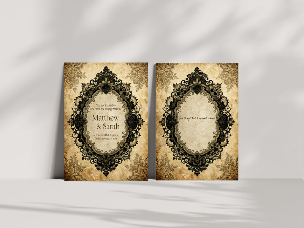 Gothic Engagement Welcome Party Sign | Black Lace Oval Frame