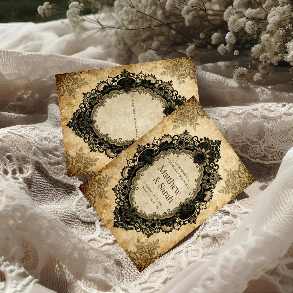 Gothic Engagement Welcome Party Sign | Black Lace Oval Frame