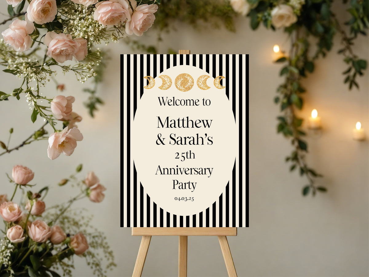 Black Celestial anniversary welcome sign design, image 1