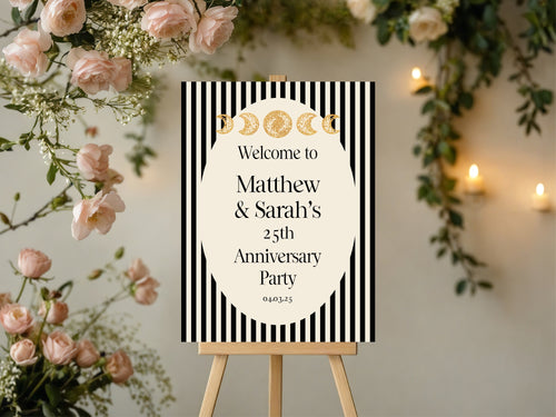 Black Celestial anniversary welcome sign design, image 1