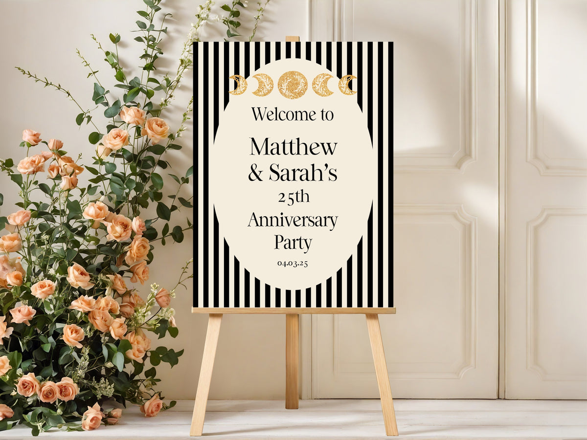 Black Celestial anniversary welcome sign design, image 2