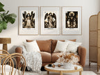 The Devil, Temperance and Justice Tarot prints displayed together
