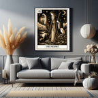 The Hermit Tarot print in a styled interior