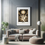 The Sun Tarot print in a styled interior