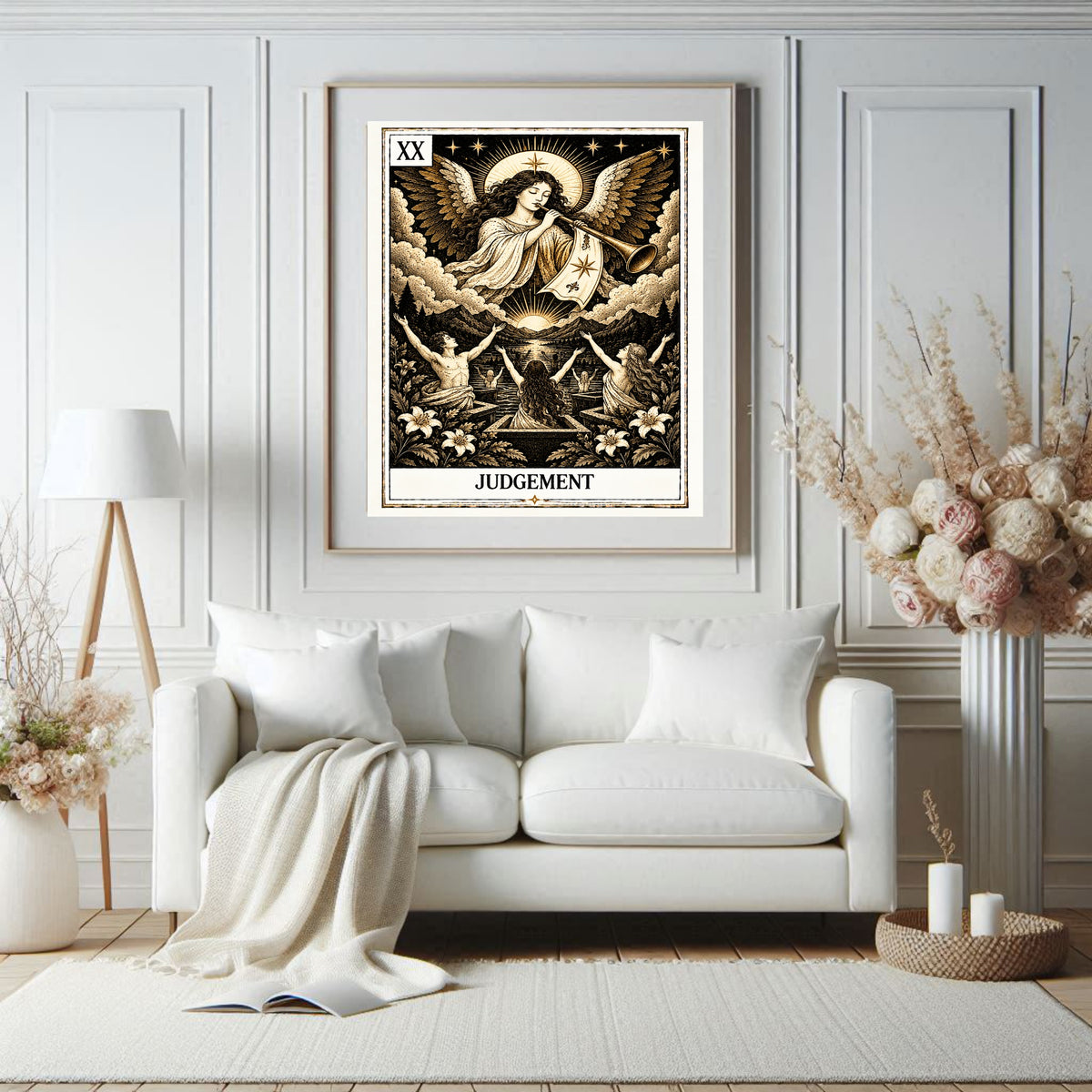 Judgement Tarot print in a styled interior