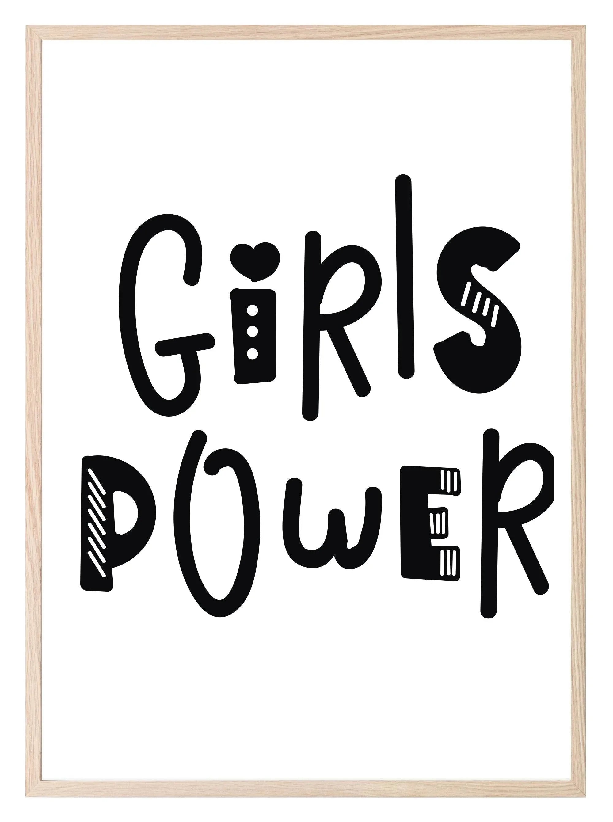 Girls Power Print | Scandi Inspired Wall Art | With Or Without Border - Larosier Prints