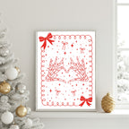 Red Line Skeleton Hands Christmas Print redLife