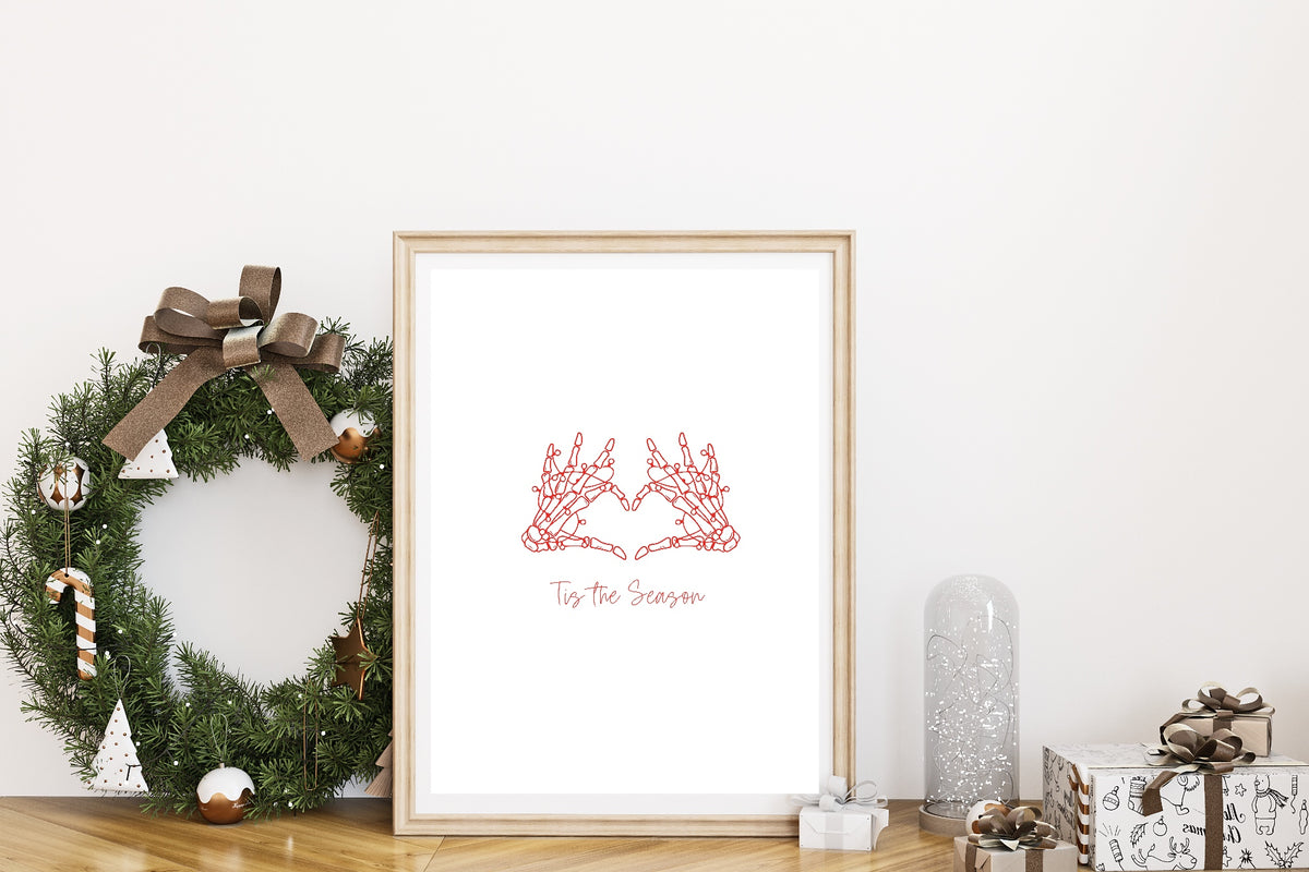 Skeleton Hands ’Tis The Season Christmas Print tisLife