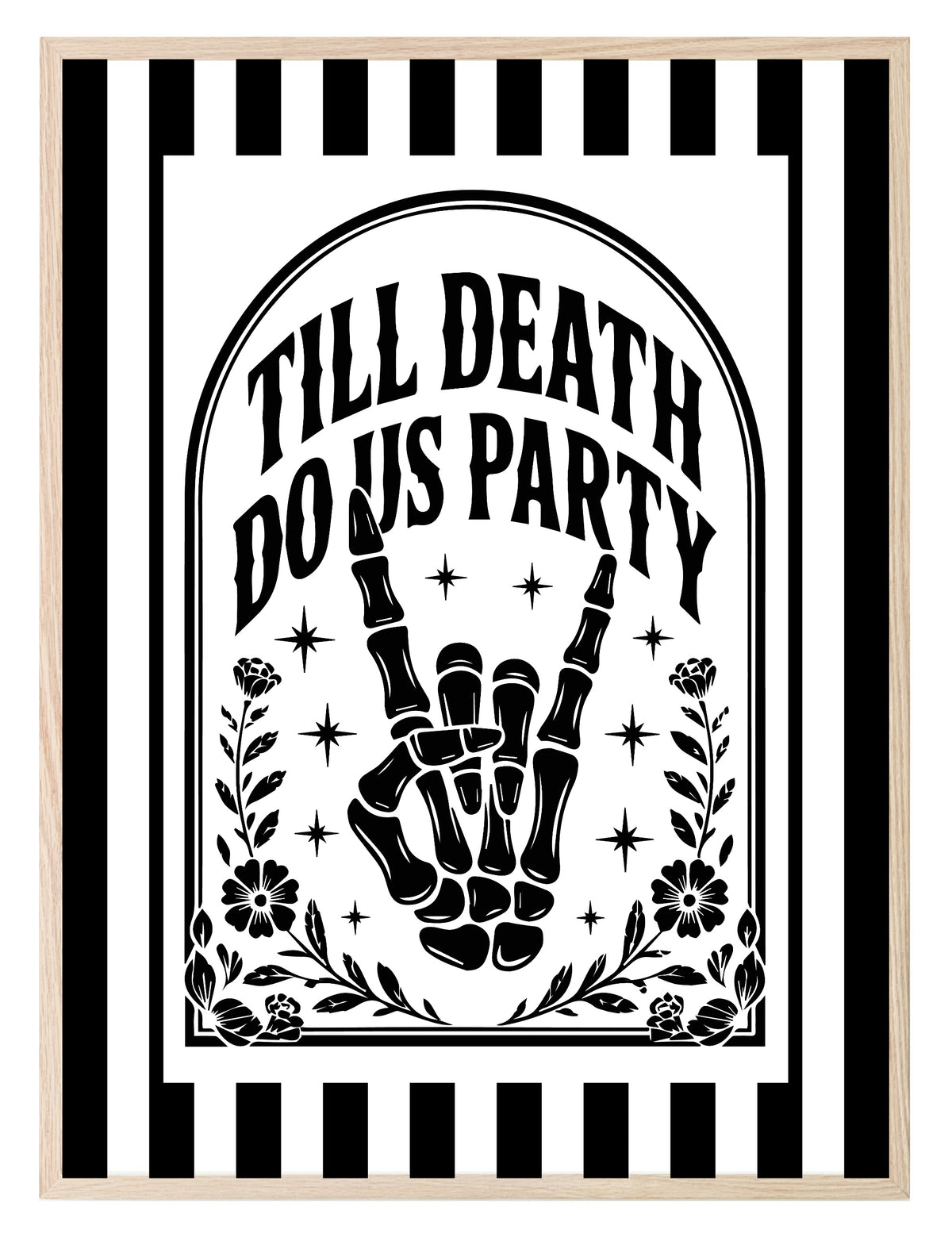 Black & White Stripe Till Death Do Us Party Christmas Print stripe