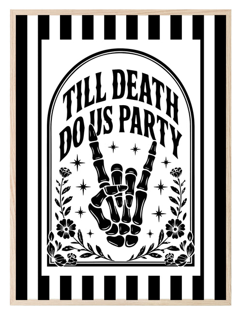 Black & White Stripe Till Death Do Us Party Christmas Print stripe