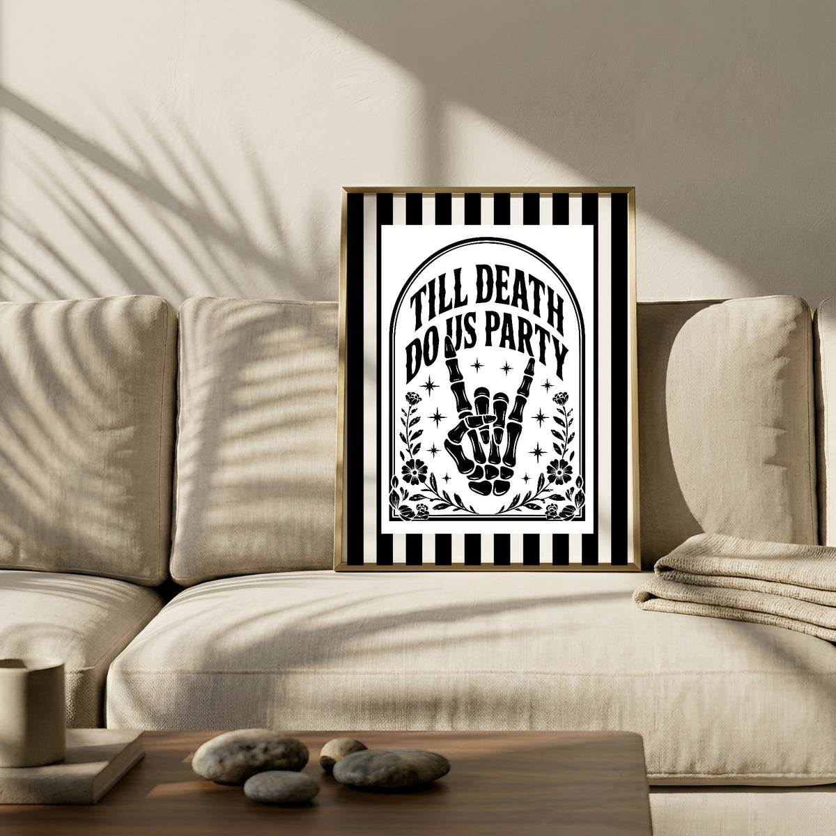 Black & White Stripe Till Death Do Us Party Christmas Print stripeLife