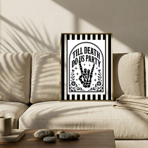 Black & White Stripe Till Death Do Us Party Christmas Print stripeLife