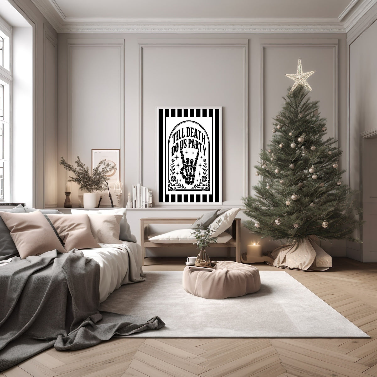Black & White Stripe Till Death Do Us Party Christmas Print stripeLife2